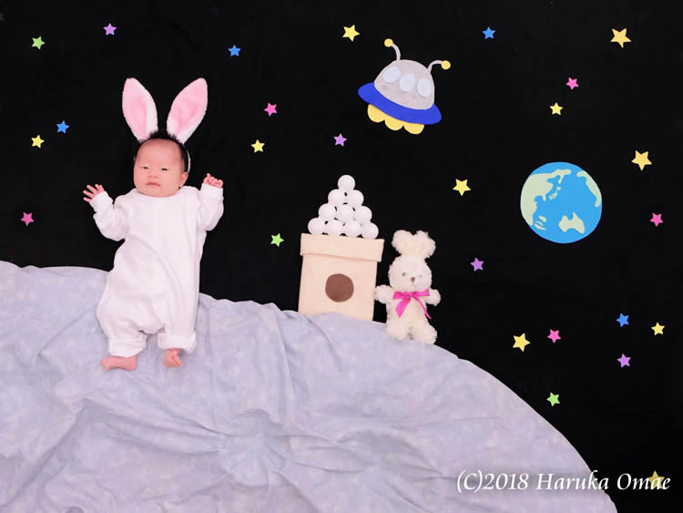9月 月面うさぎさんのおひるねアート