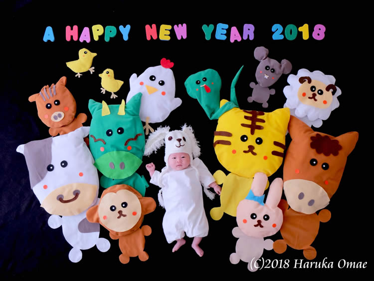 11月 十二支の年賀状のおひるねアート