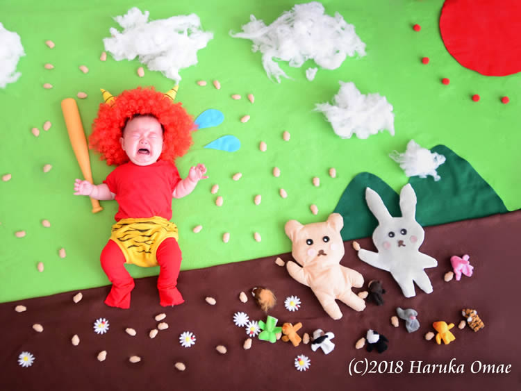 1月 節分鬼さんのおひるねアート