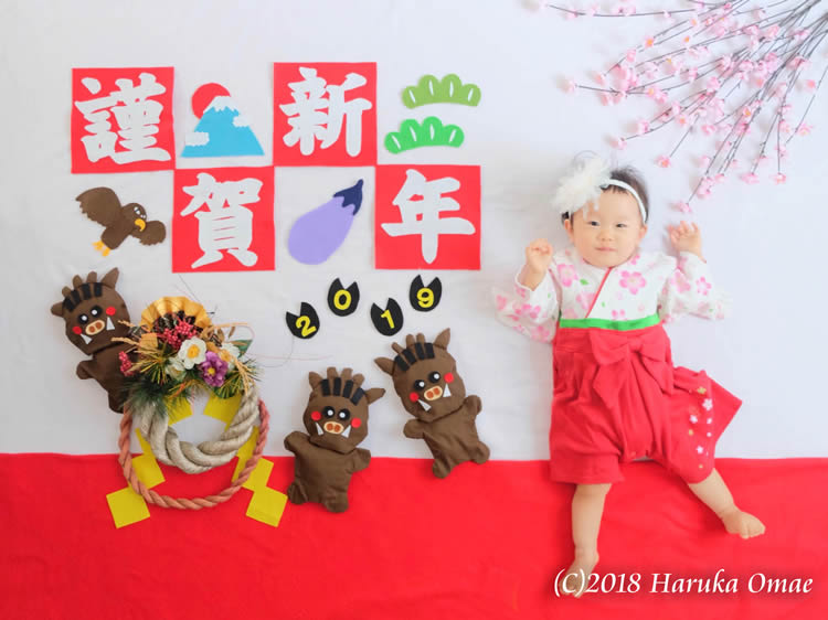 10月 謹賀新年のおひるねアート