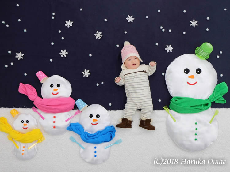 12月 雪だるまのおひるねアート